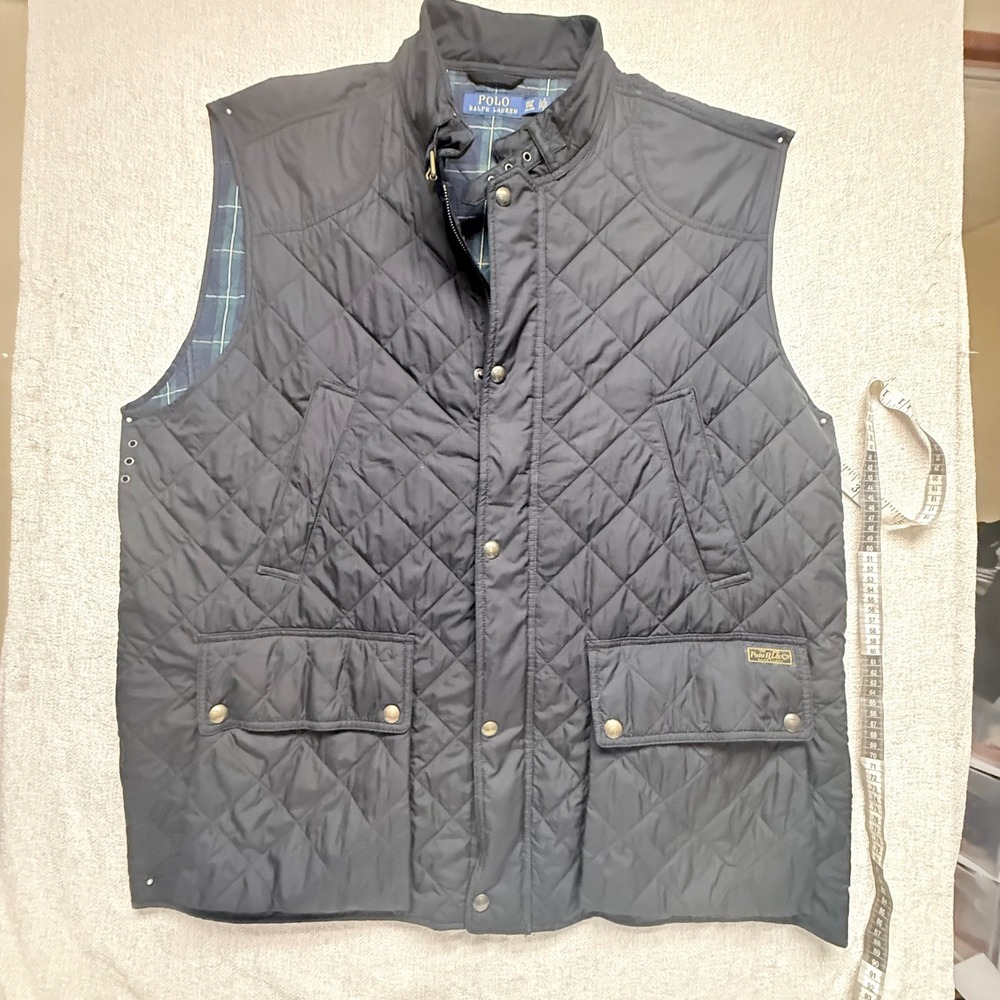 Polo Ralph Lauren Quilted Vest black Plaid Lining Mens 3XLT Big & Tall